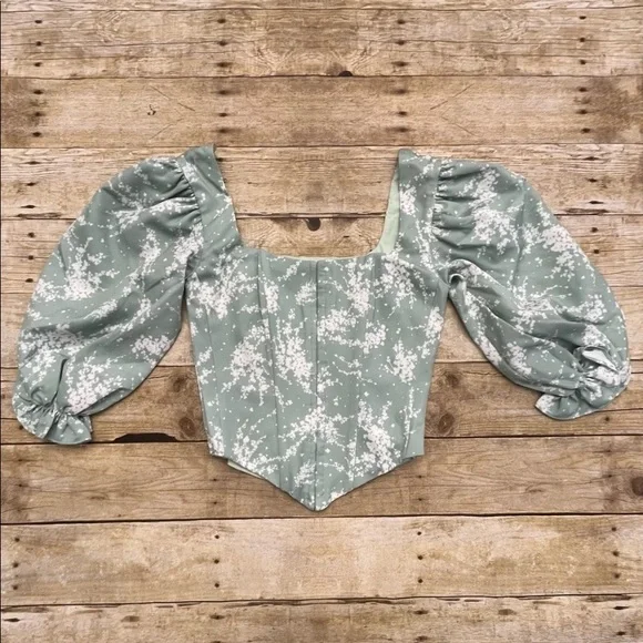 NWT Jill Renee Springfield Corset Bustier floral print cottagecore blouse top - Picture 14 of 15